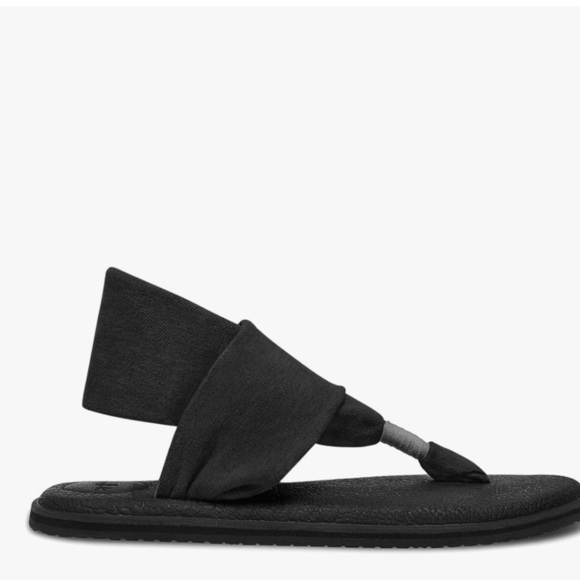 Sanuk Size 10 Women's Yoga Sling 2 Sandals Black Boho Beach Comfort Sole - Picture 1 of 6